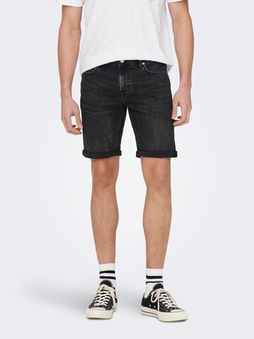 Slimfit Jeans 'Ply Life' di Only & Sons in nero: frontale