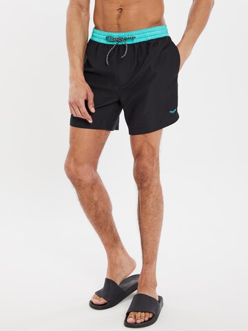 Threadbare Board Shorts 'Penglai' in Black: front