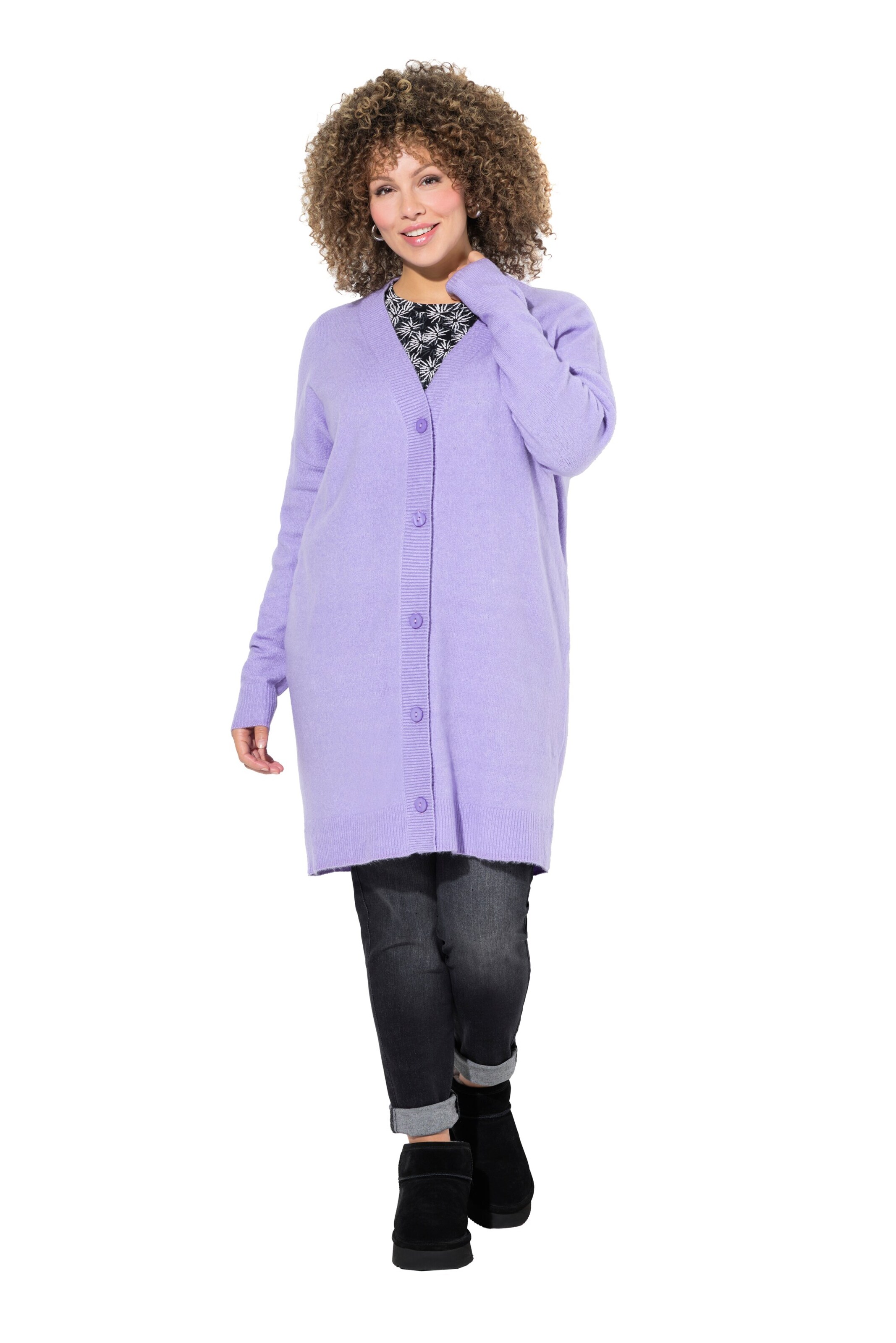 Ulla Popken Gebreid vest in Lila: voorkant