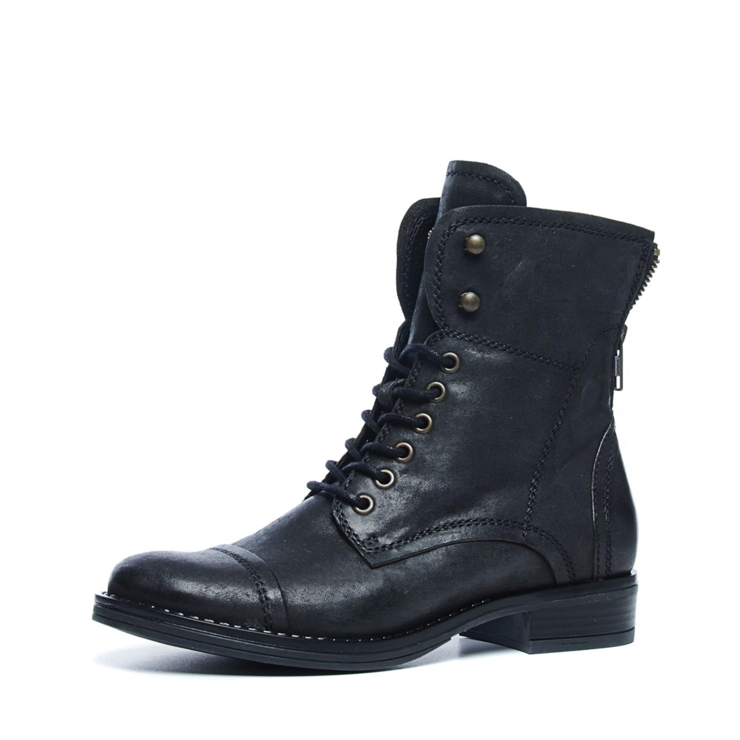 MANFIELD Lace-Up Ankle Boots in Black: front