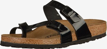 BIRKENSTOCK Ujjelválasztó-pántos szandál 'Mayari' - fekete: elől