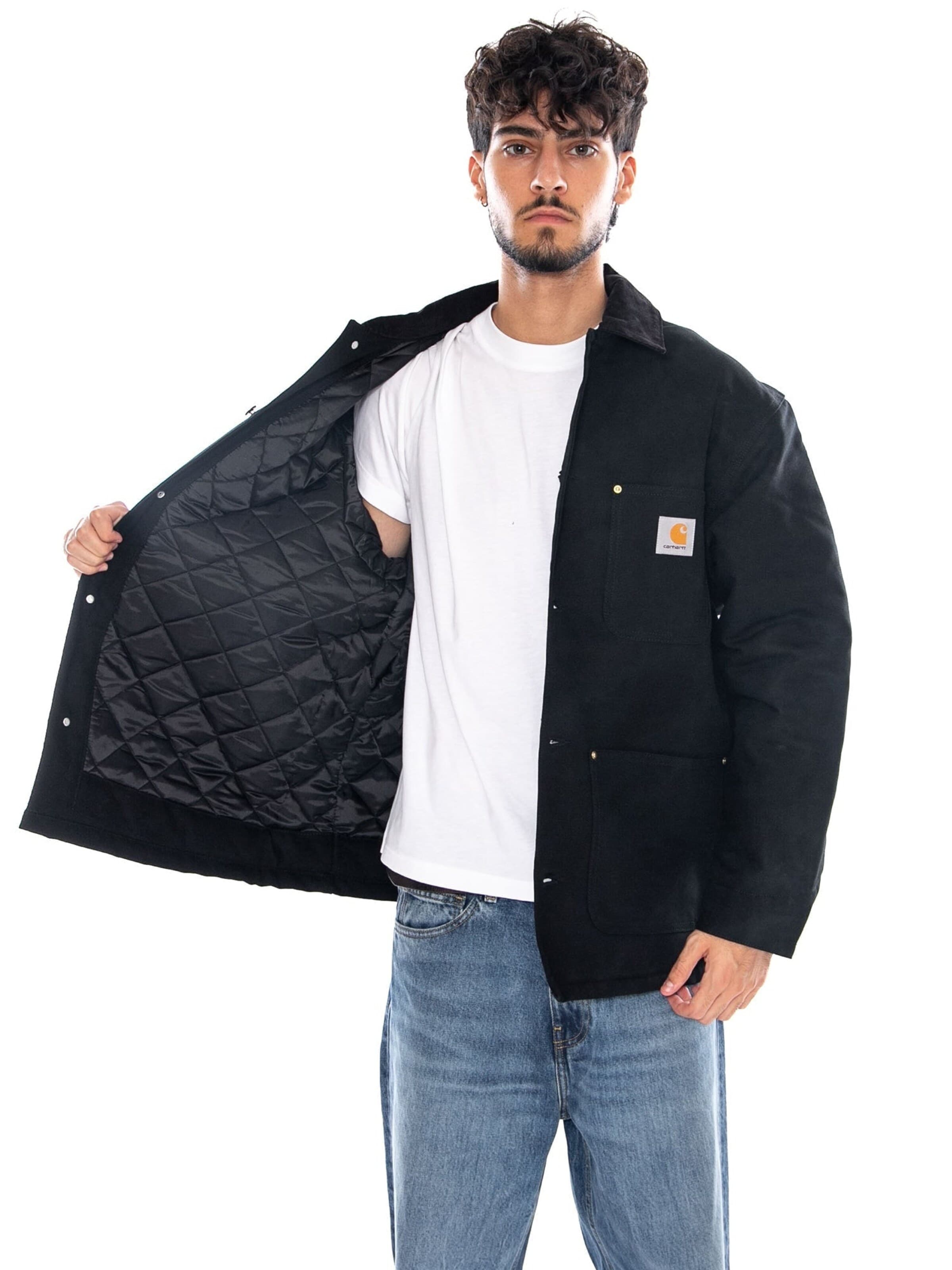 Carhartt WIP Overgangsjakke 'OG CHORE COAT BLACK / BLACK RIGID' i sort