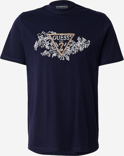 GUESS Majica u mornarsko plava / svijetlonarančasta / bijela, Pregled proizvoda