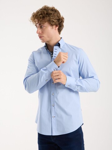 Slim fit Camicia 'Donatello Iconic Poplin Stretch Man Shirt Red' di 7Camicie in blu