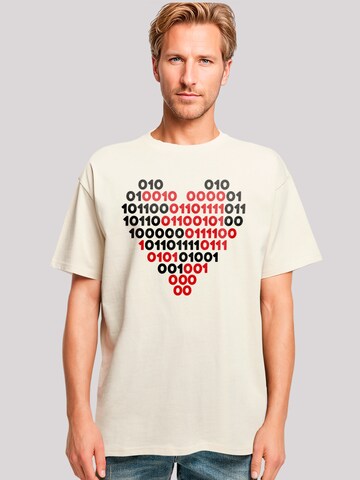 F4NT4STIC Shirt 'I Love You 01001001 Binary Code Herz Valentinstag' in Beige: voorkant