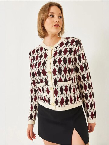 Bianco Lucci Knit Cardigan in Beige