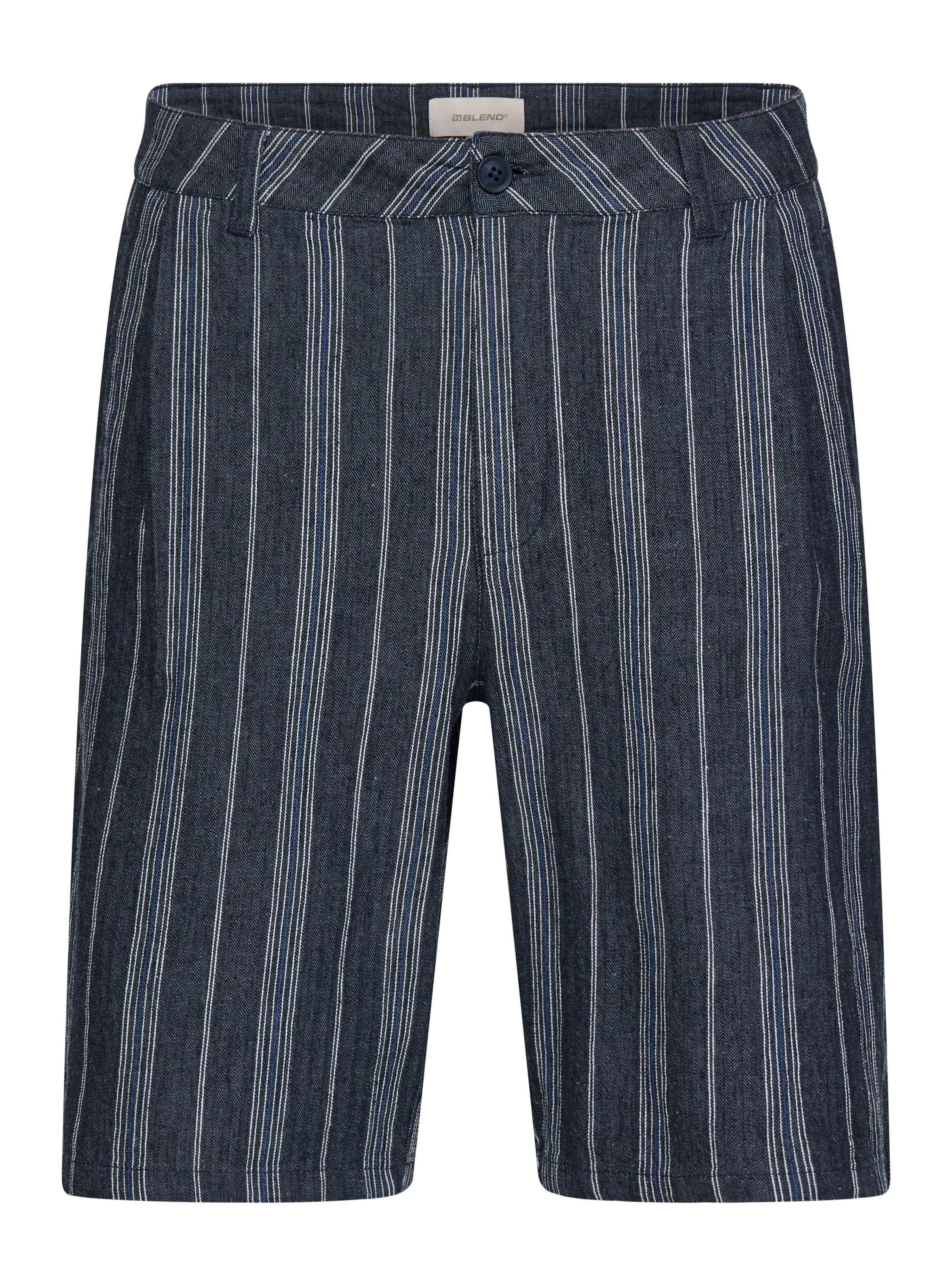 BLEND - Loosefit Pantalón chino ' BHMaddox Linen Mix Striped ' en azul: frente