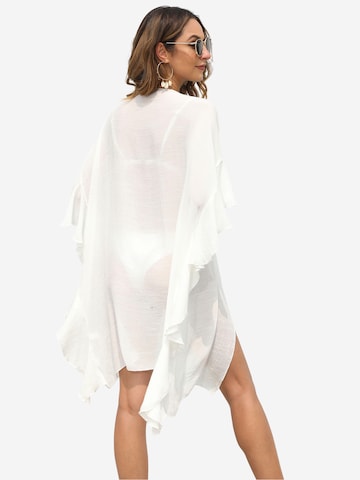 Magicshe Oversizestrickjacke 'Strandüberwurf mit Rüschen'‌‌ in Weiß