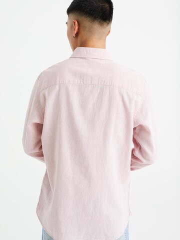 WE Fashion Slim fit Button Up Shirt in Pink