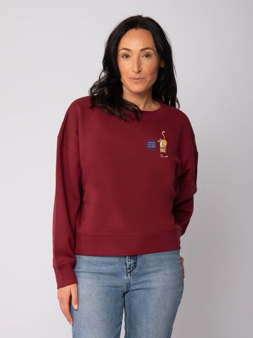 Watapparel Sweatshirt 'Funny Cat' in Rood: voorkant