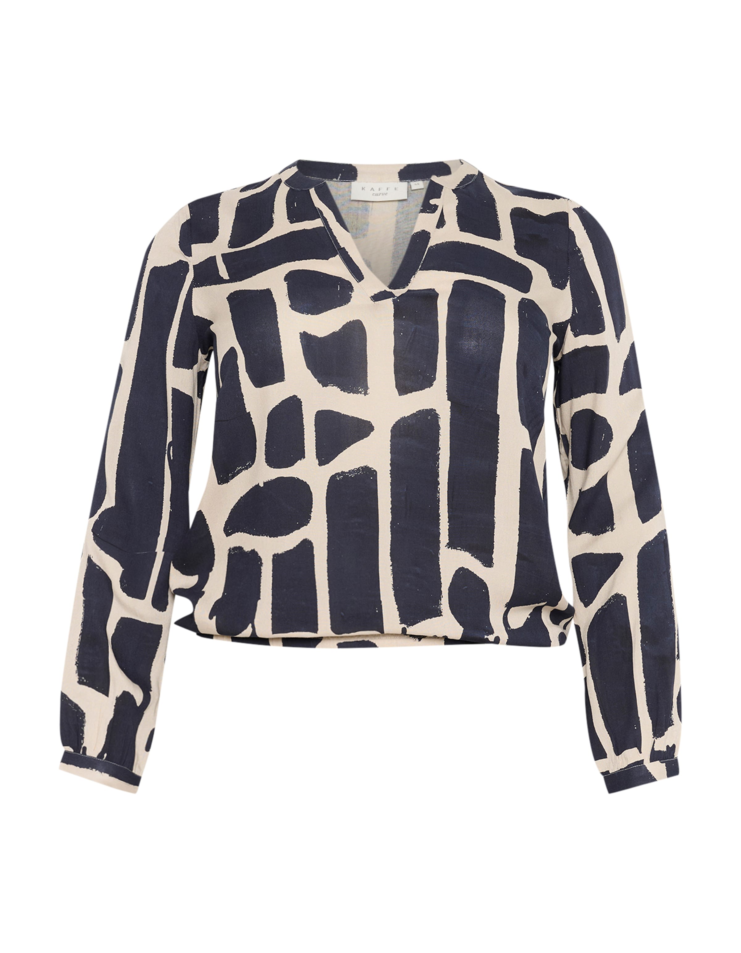 KAFFE CURVE Blouse &#x27;Diana&#x27; in Blauw: voorkant