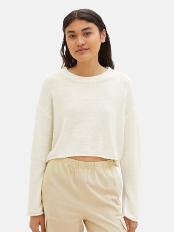 TOM TAILOR DENIM Sweater in Beige: front