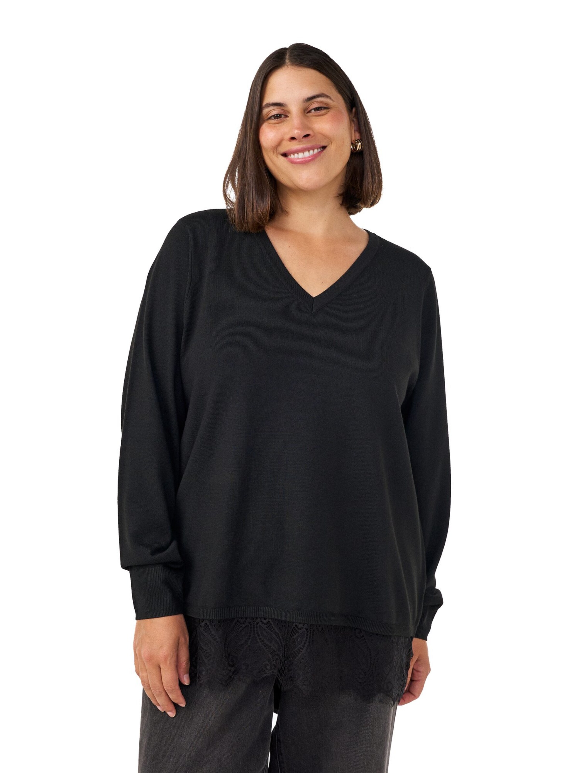 Pull-over 'Mava' Zizzi en noir : devant