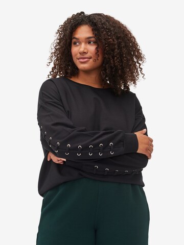 Zizzi - Sweatshirt 'Laura' em preto: frente