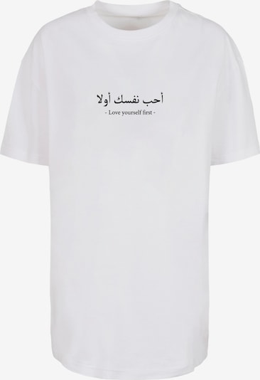 Merchcode T-Shirt 'Love Yourself First' in schwarz / weiß, Produktansicht