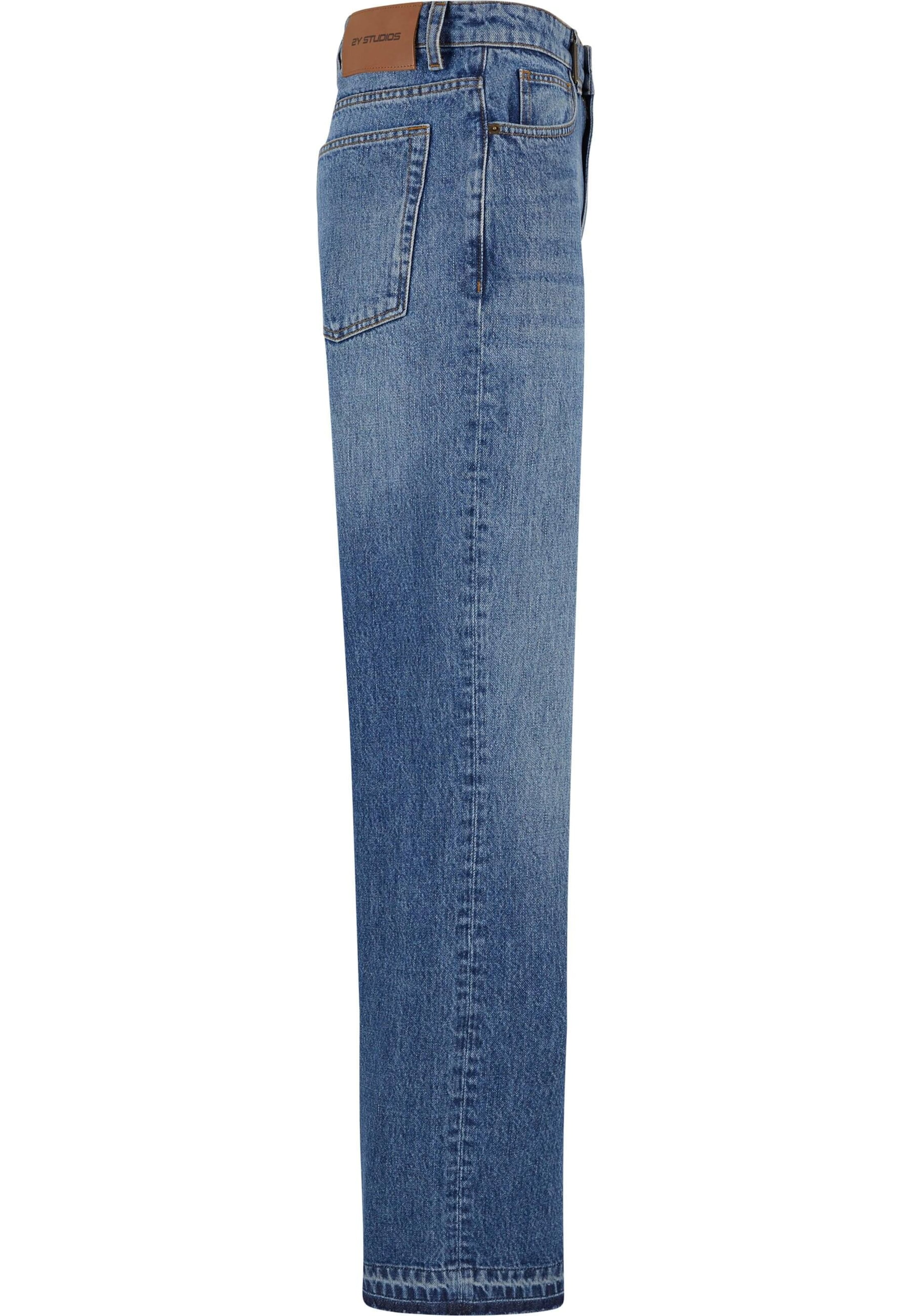 mėlyna 2Y Studios Plačios klešnės Džinsai 'Vulna Open'