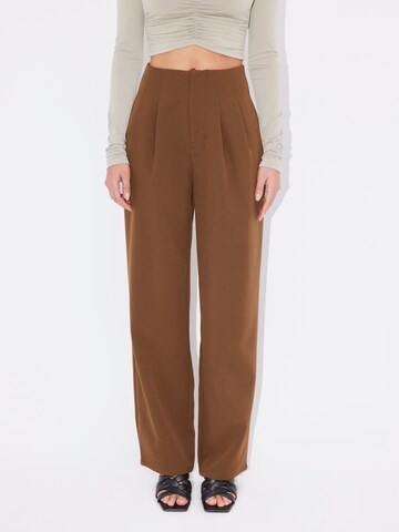 LeGer by Lena Gercke Wide leg Pleat-front trousers 'Shanice' in Brown: front