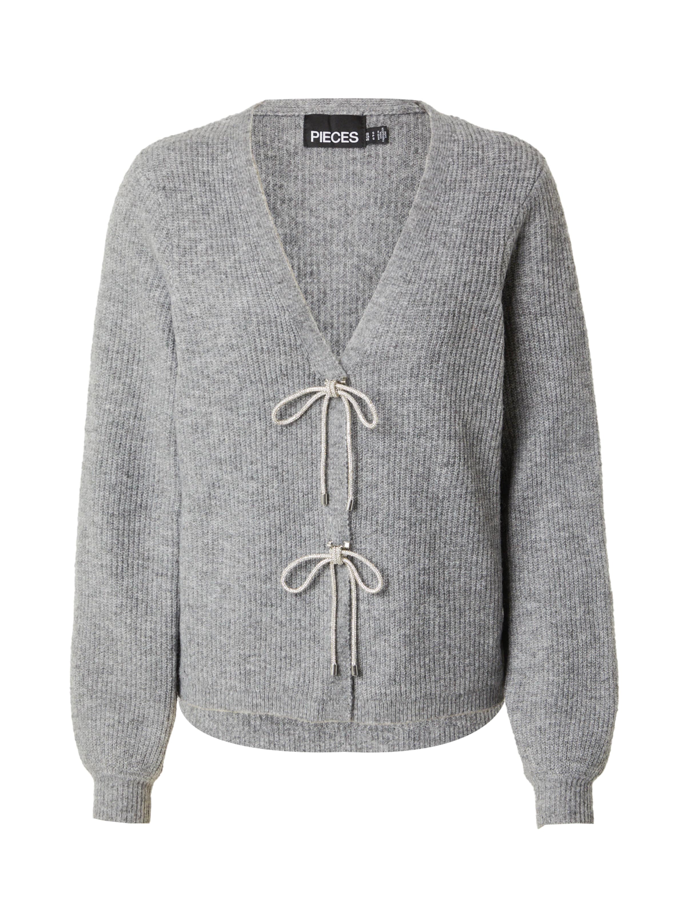 PIECES Knit Cardigan 'PCANNA' in Grey: front