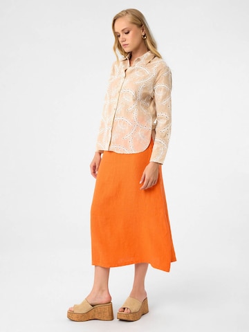 DIMI Skirt 'Damen-Leinen-Midirock' in Orange: front