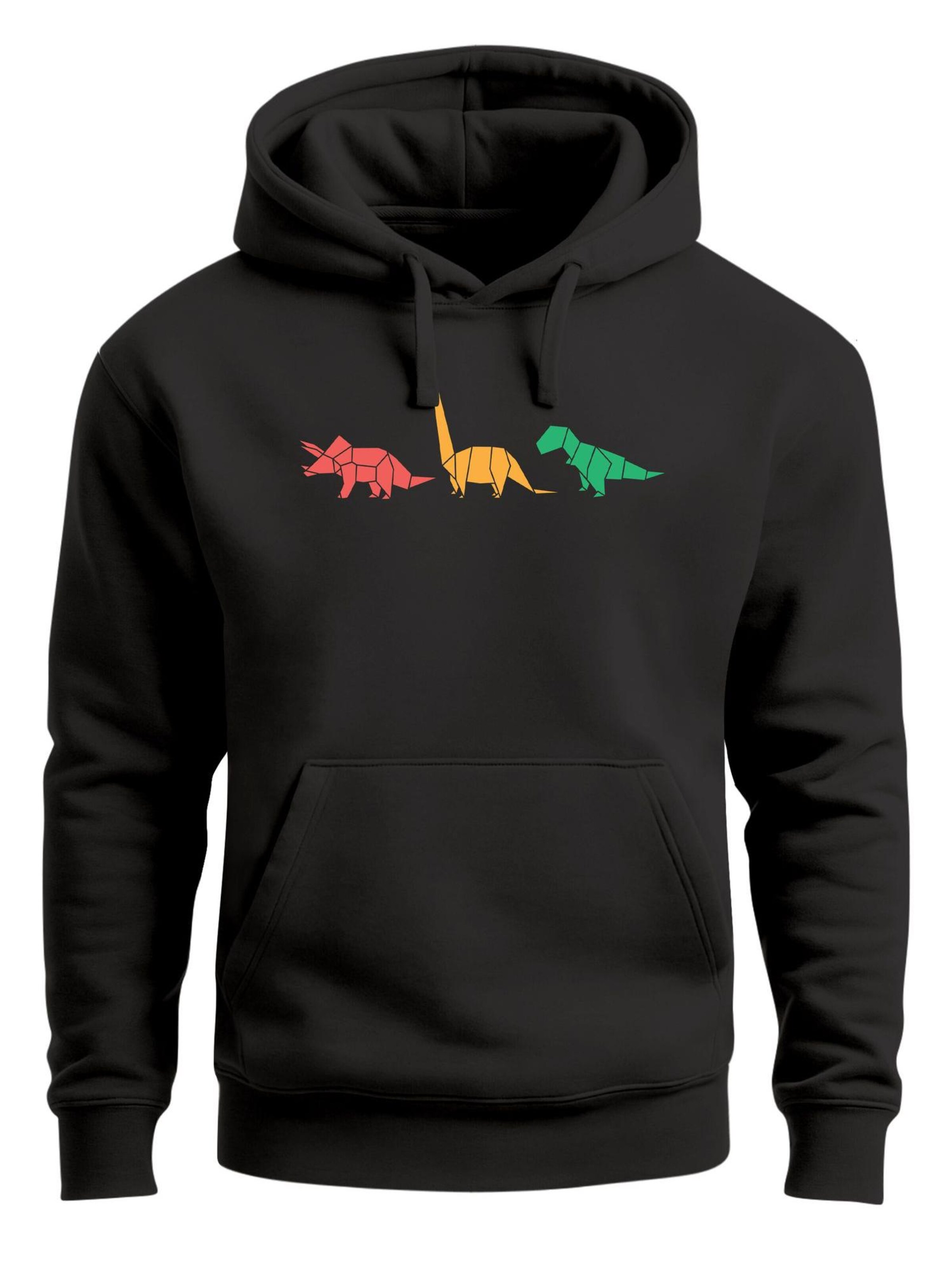 Neverless Sweatshirt 'Geometric Dino' in Black: front