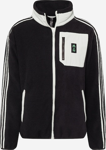 ADIDAS PERFORMANCE Athletic Fleece Jacket 'REAL' in Black: front