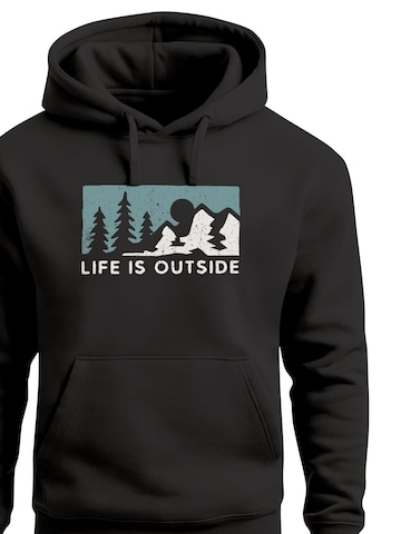 Neverless Sweatshirt 'Life is outside' in Schwarz