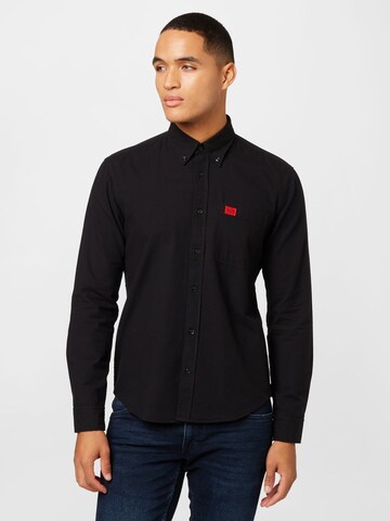 HUGO Slim fit Button Up Shirt 'Evito' in Black: front