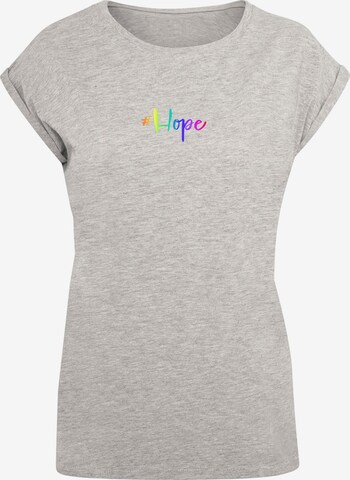 Merchcode Shirt 'Hope Rainbow' in Grijs: voorkant