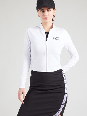Veste de survêtement EA7 Emporio Armani en blanc : devant