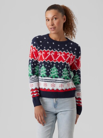VERO MODA Sweater 'Xmas' in Blue: front