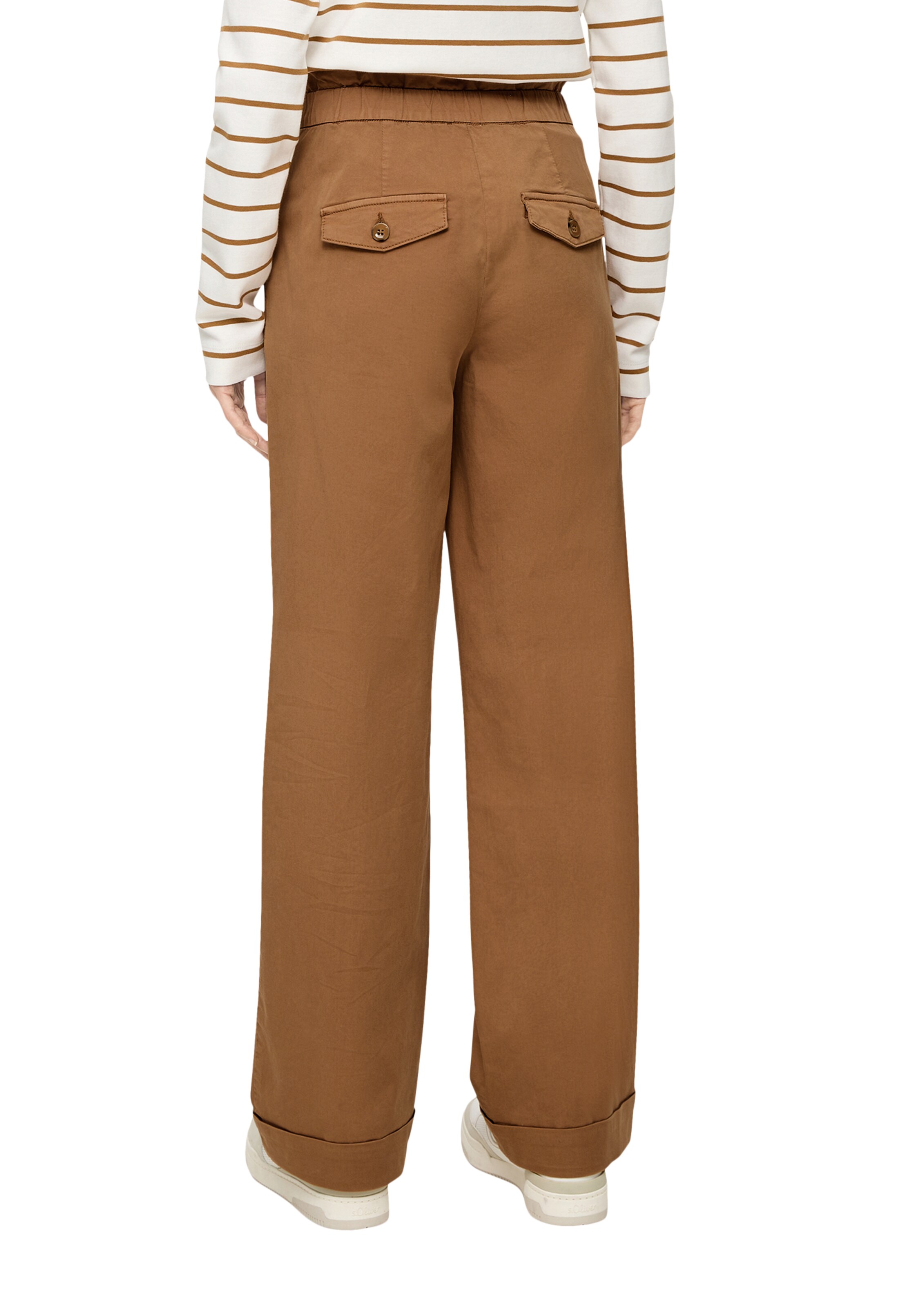s.Oliver Wide leg Bandplooibroek in Bruin