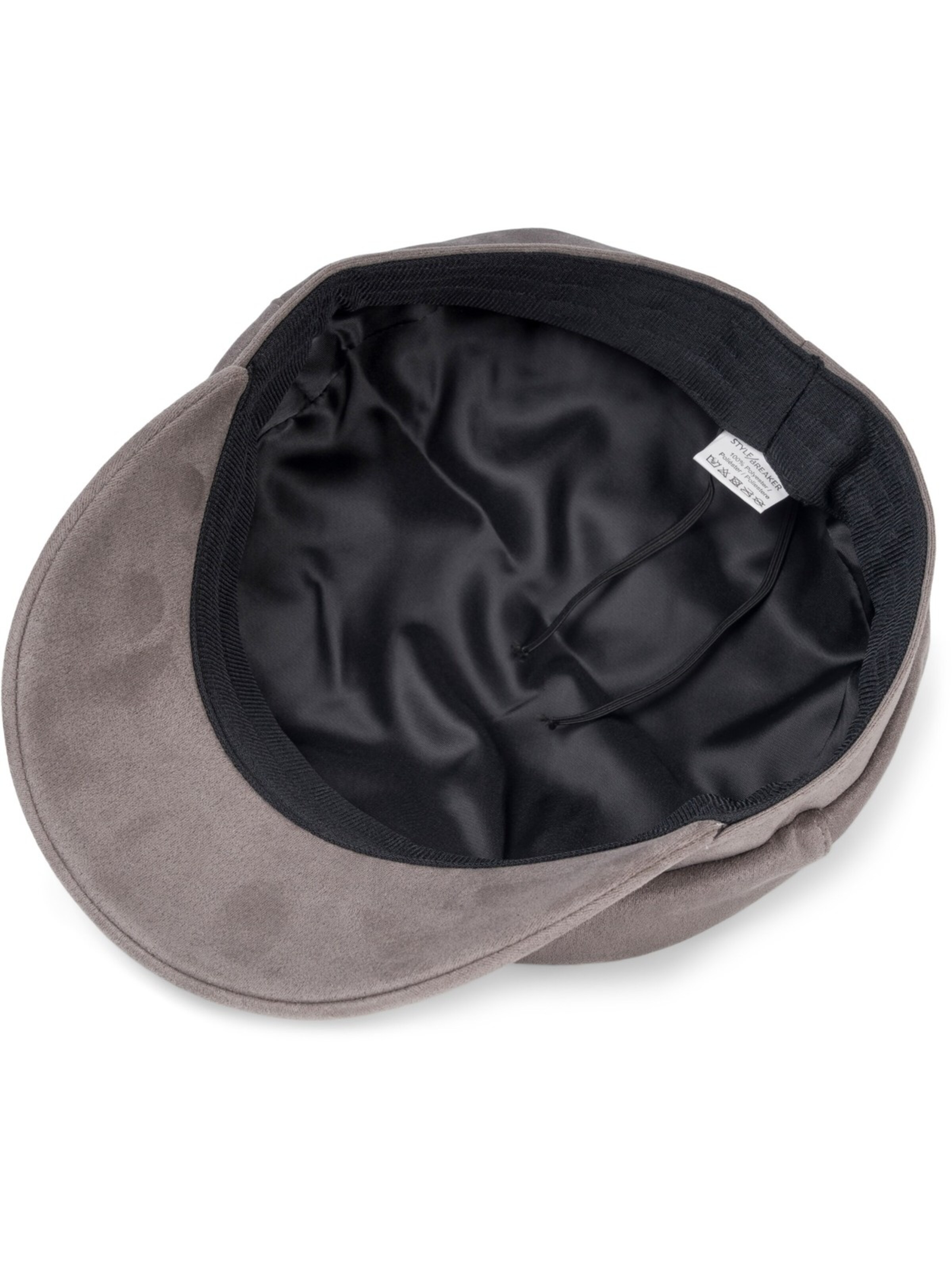 styleBREAKER Beanie 'Ballonmütze Einfarbig Veloursleder Optik' in Grey