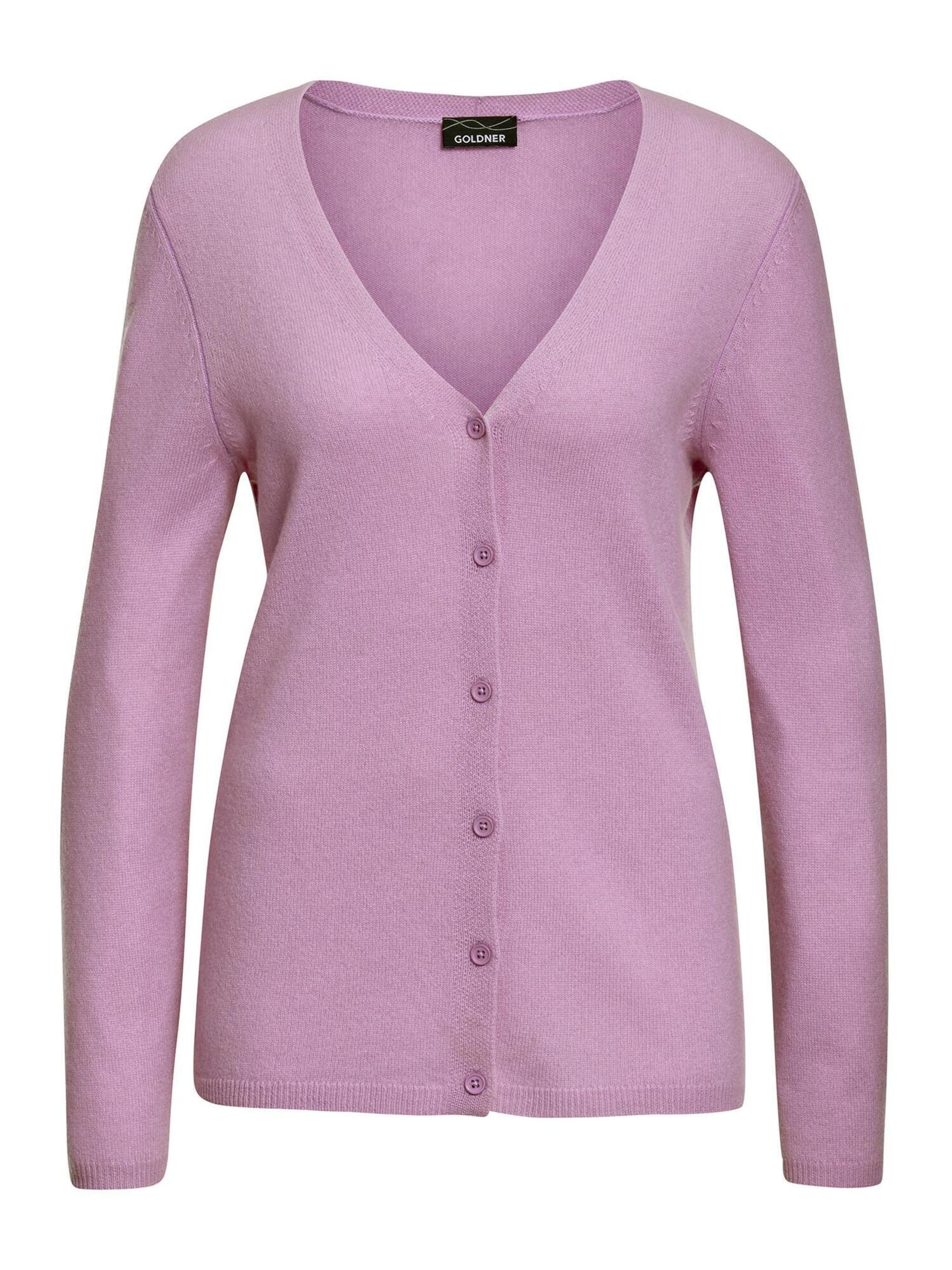 Goldner Strickjacke in Lila: Vorderseite