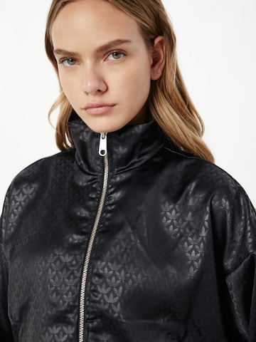 ADIDAS ORIGINALS Between-season jacket 'Trefoil Monogram Satin' in Black