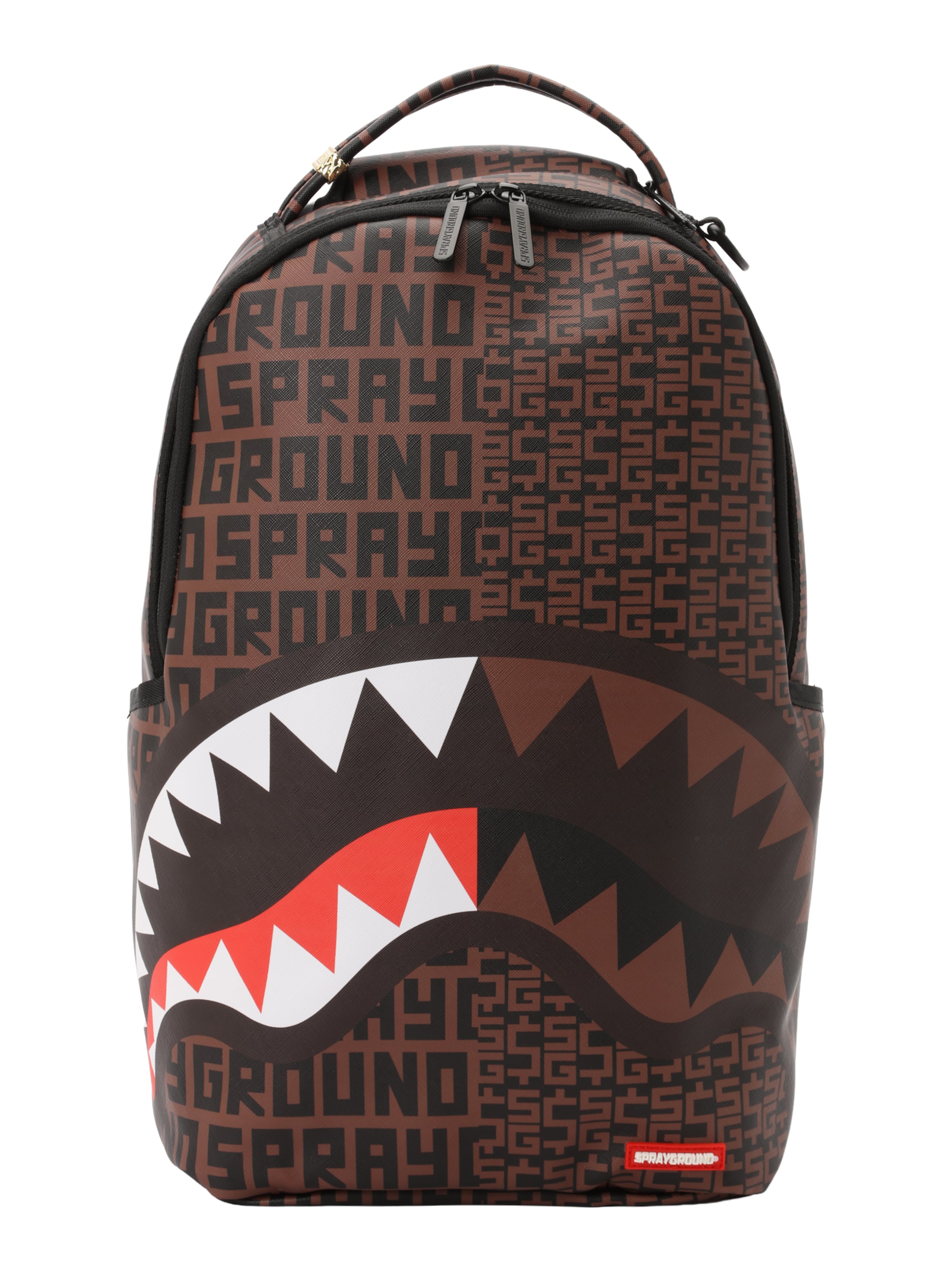Sprayground Sac à dos 'MONEY SPLIT' en marron / rouge / noir / blanc, Vue avec produit