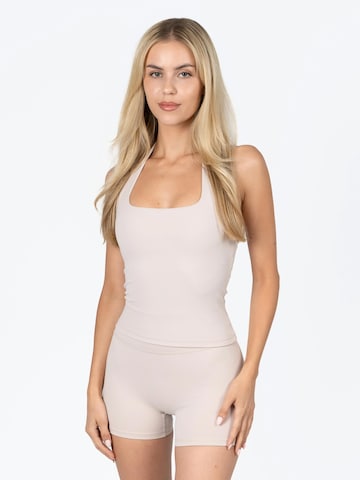dayr Sports Top 'Halter Tank Top' in Beige: front