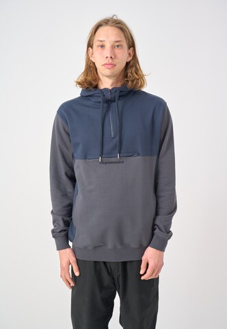 Cleptomanicx Sweatshirt 'Hooded Block' in Blue: front