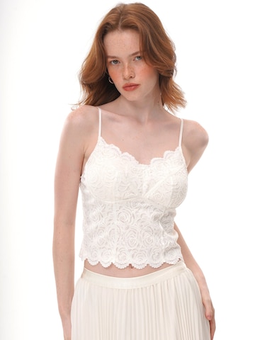 yoligex Top '2 Colors Black Floral Lace Corset Cami Top, Scalloped V Neck Seamed Fitted Cropped Tank Top' w kolorze beżowy