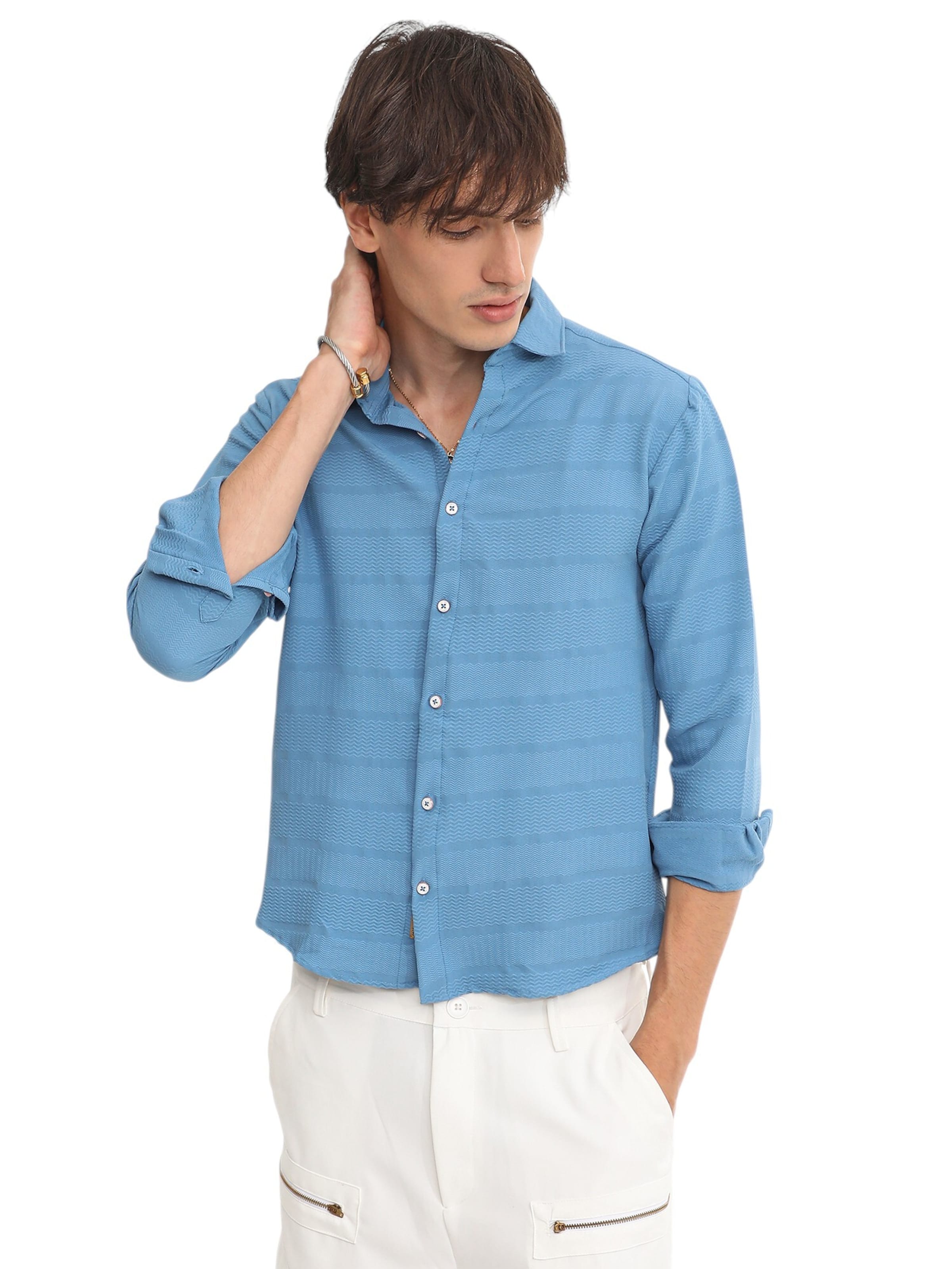 Campus Sutra Regularny krój Koszula 'Thrud' w kolorze niebieski: przód