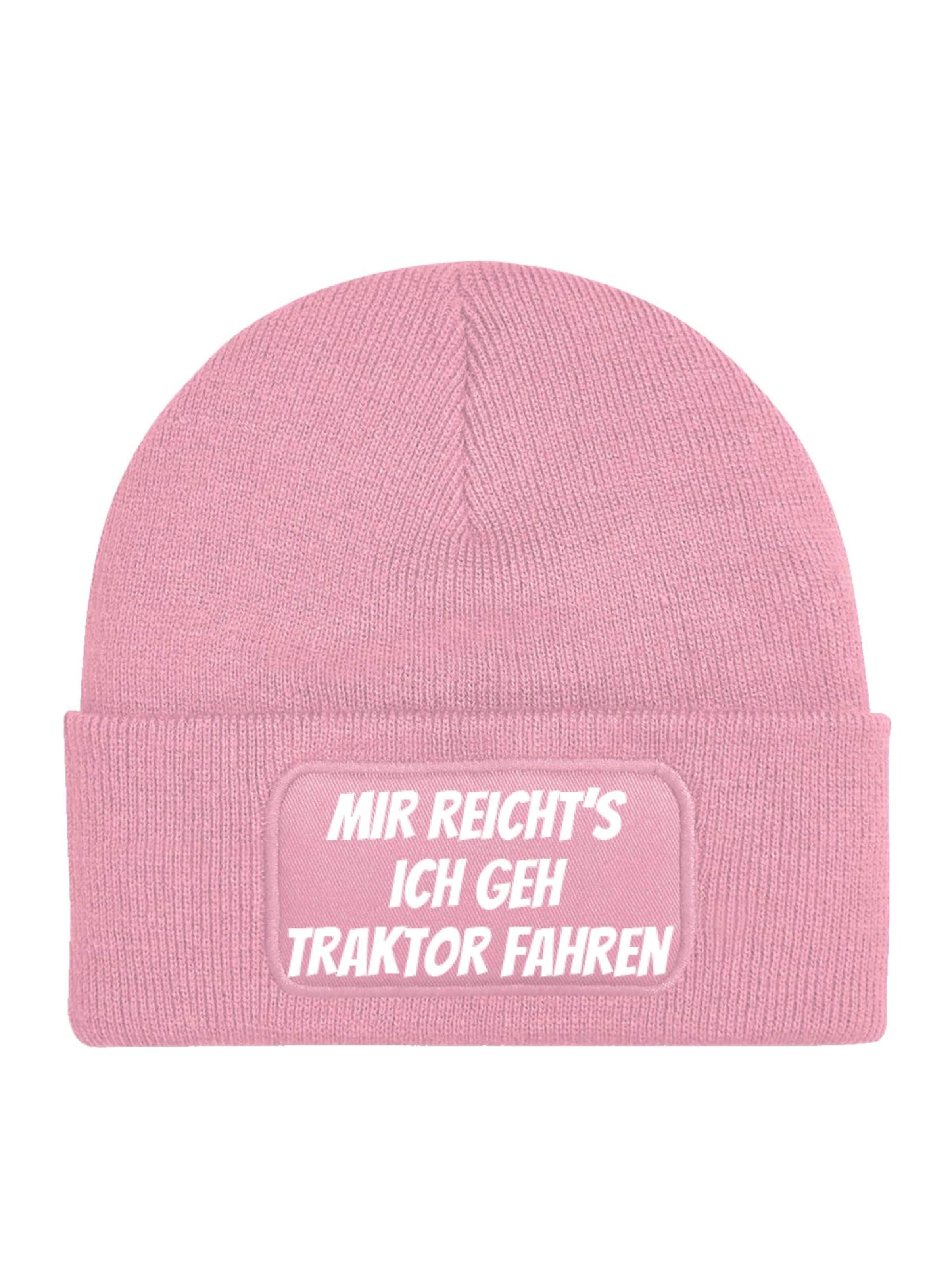 Youth Designz Beanie 'Mir reichts – Traktor fahren' in Pink: front