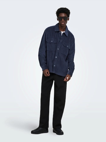 Only & Sons Comfort fit Button Up Shirt 'ONSSIMON' in Blue