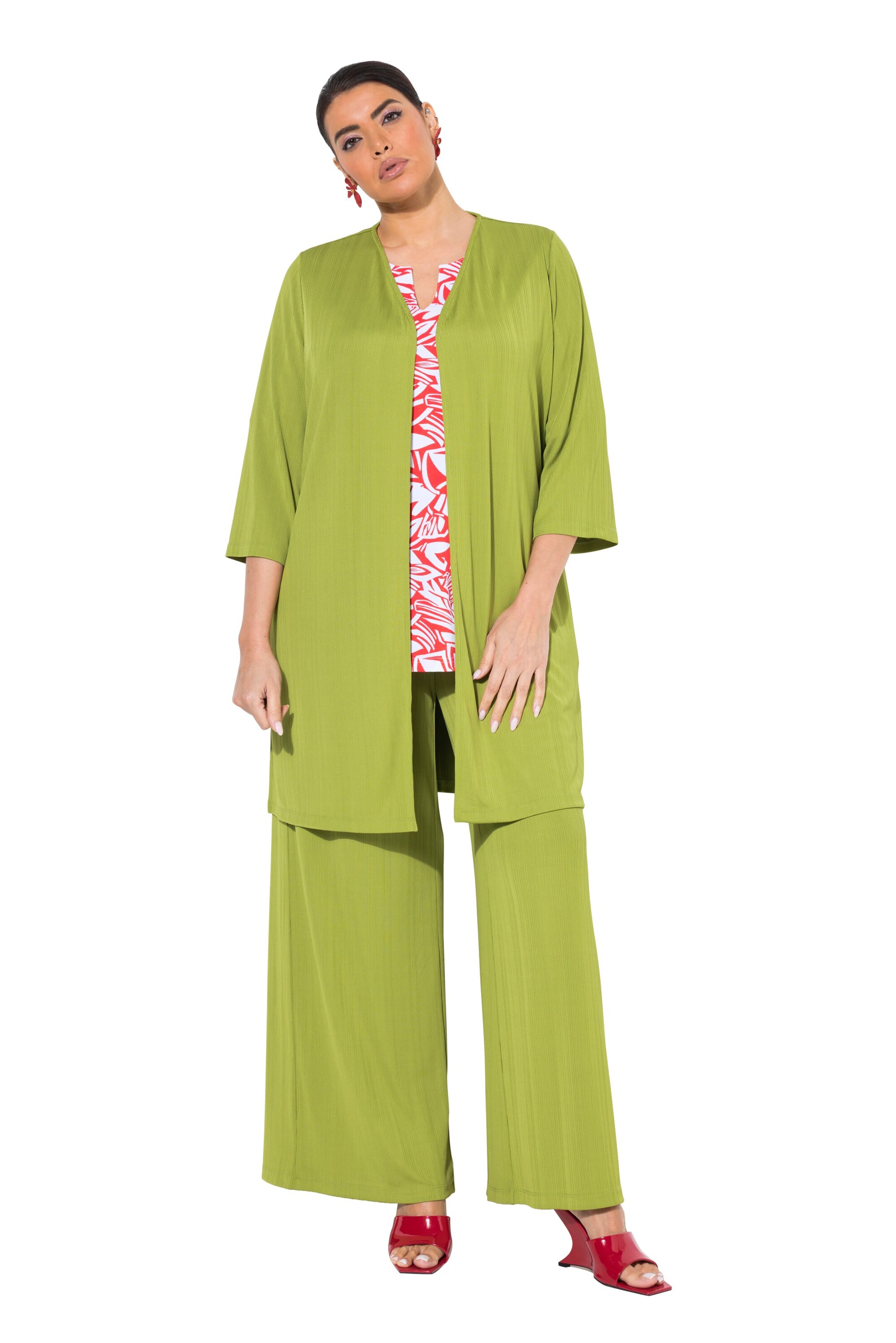 Ulla Popken Knit Cardigan in Green