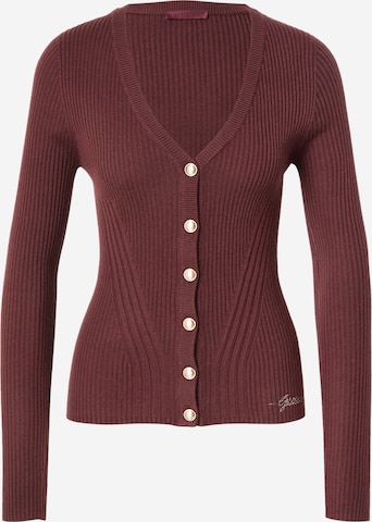 GUESS Knit Cardigan 'JULIA' in Brown: front