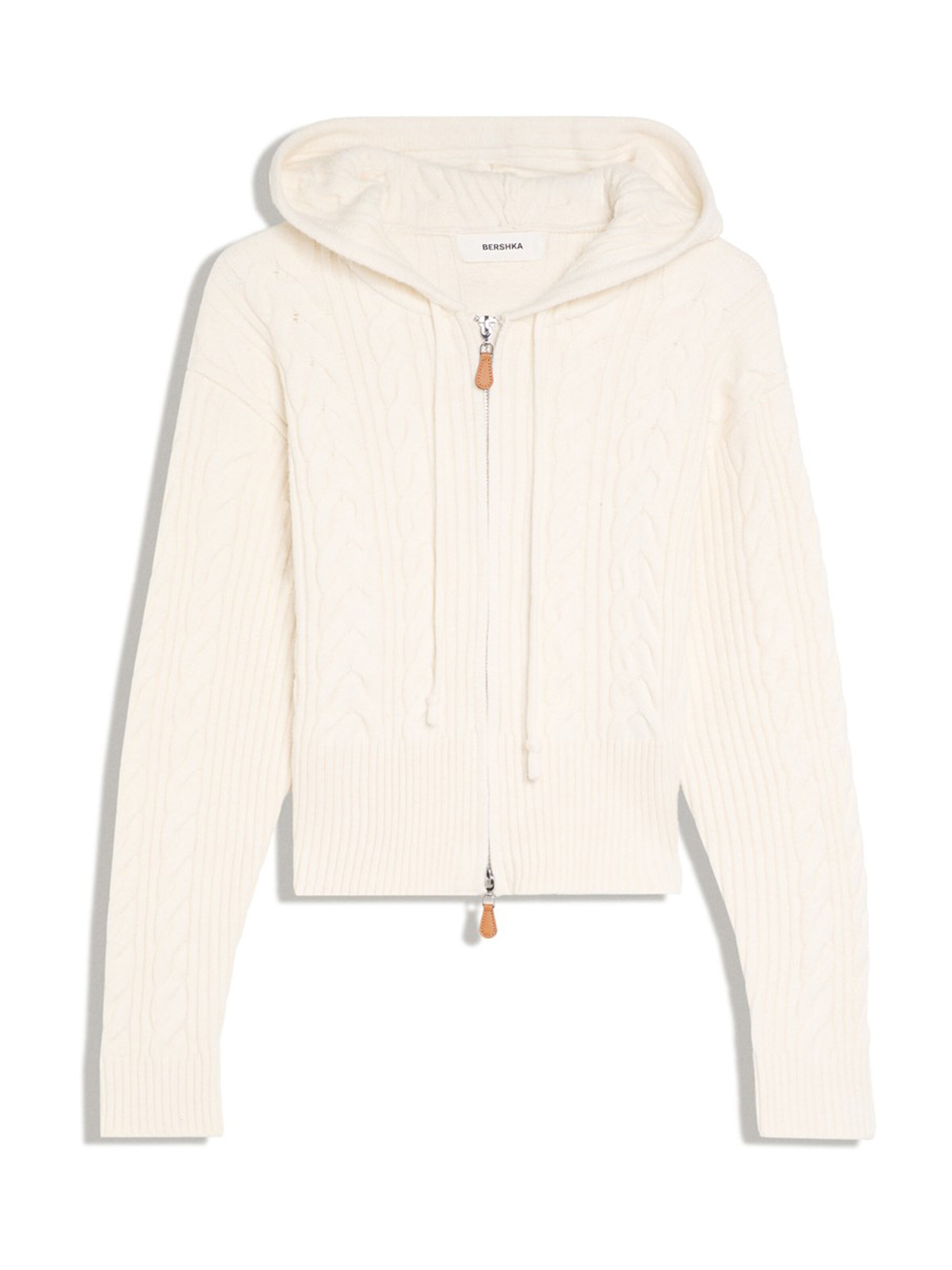 Bershka Knit cardigan in Beige: front