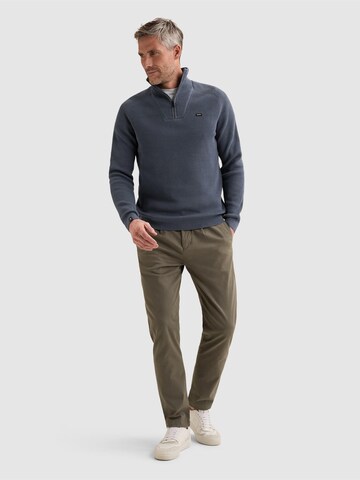 VANGUARD Sweater 'Pullover with half-zip and allover rib texture' in Blue