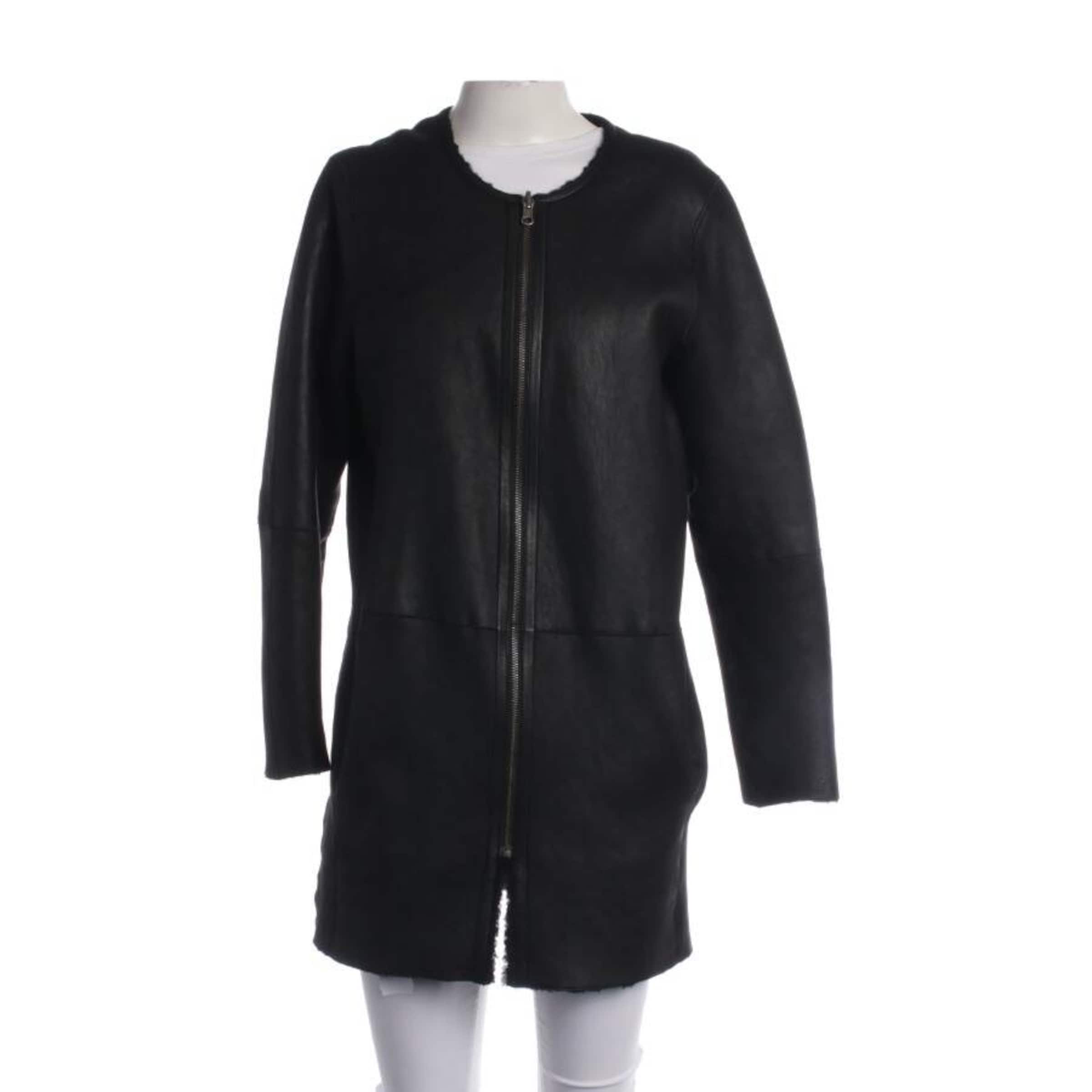 Ba&sh Lederjacke / Ledermantel XXS in Schwarz: Vorderseite