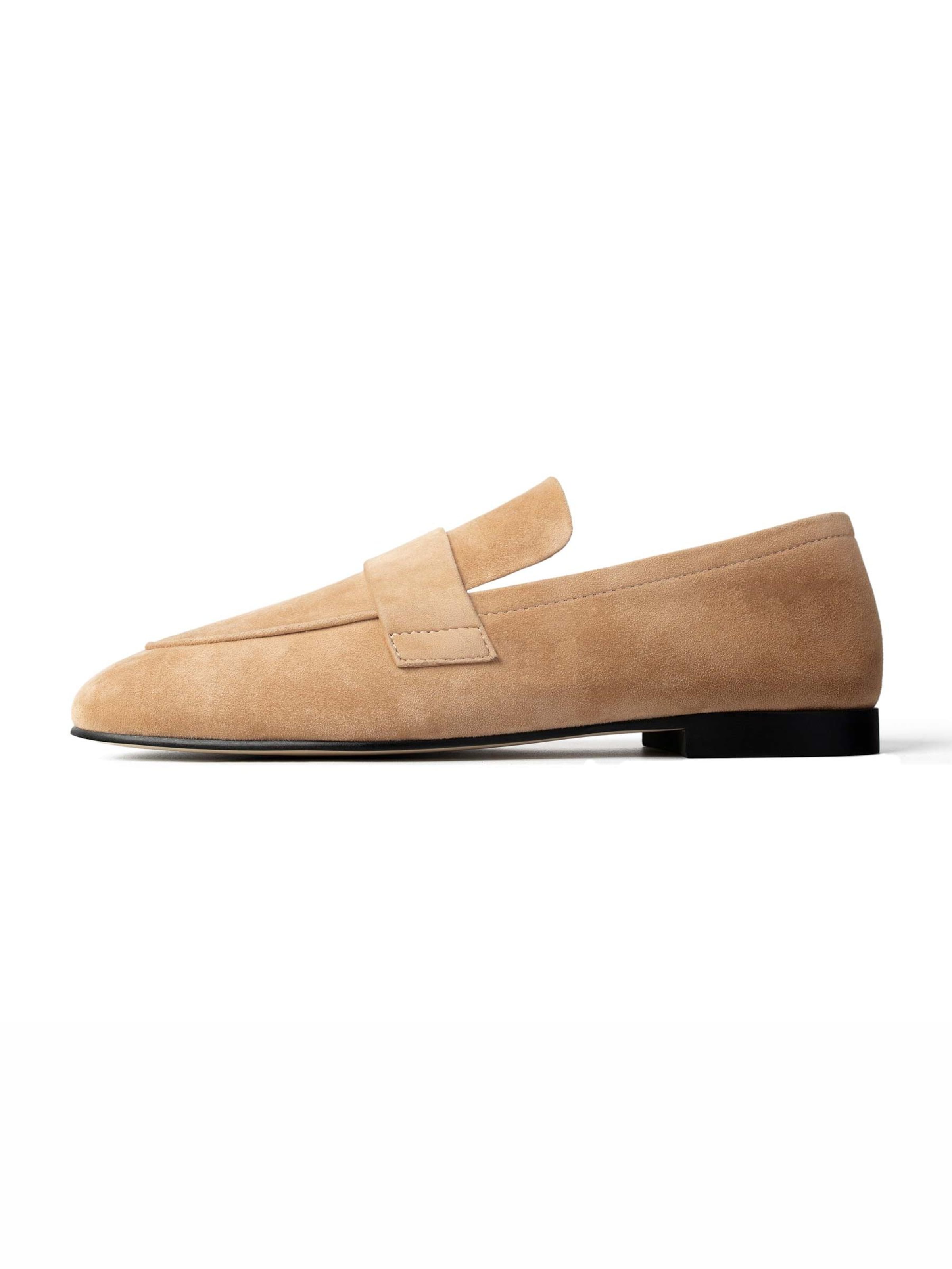 L37 HANDMADE SHOES Instappers 'VELVET RIOT' in Beige: voorkant