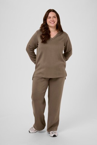 KAFFE CURVE Wide leg Broek 'KCannita' in Beige