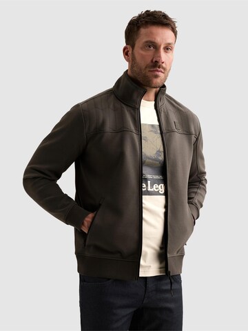 PME Legend Tussenjas 'Sweat jacket with zipper closure and quilted pattern' in Groen: voorkant