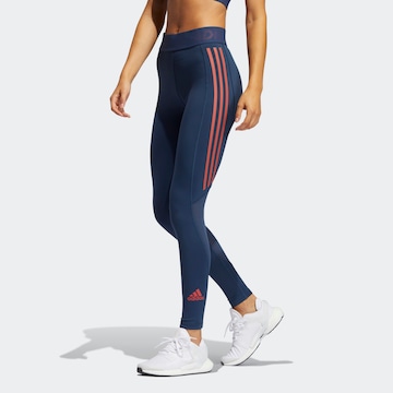 ADIDAS PERFORMANCE Skinny Workout Pants in Blue: front